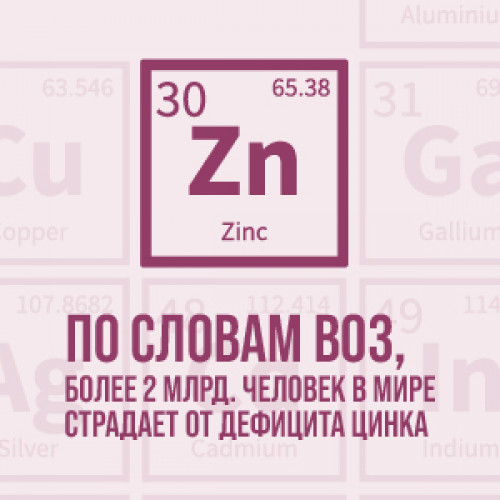 По словам ВОЗ, более 2 млрд. человек в мире страдает от дефицита цинка