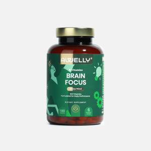 AWELLY BRAIN FOCUS® премиальные витамины - поддержка ясности ума и концентрации. 180 таблеток на 6 месяцев.