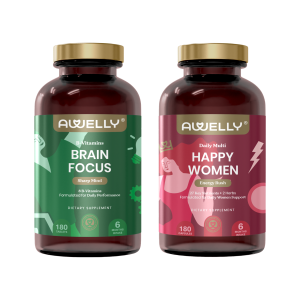 AWELLY «HAPPY WOMEN® + BRAIN FOCUS®»  премиальный витаминный комплекс для женщин 40+ на 6 месяцев